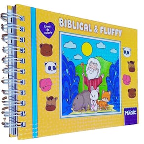 Livro de Colorir Biblical & Fluffy 22x16cm 180g/m² 48 Desenhos Capa Dura Amarelo