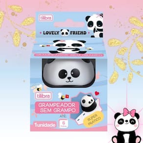 Grampeador Pandinha Sem Grampo Grampeia até 6 Folhas - Tilibra | Super Fofo | Papelaria | Panda |