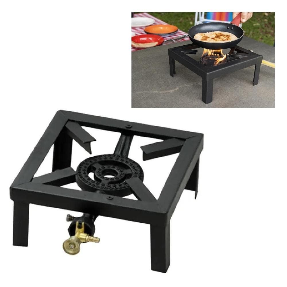 Fogao Semi Industrial Portatil Fogareiro Com Queimador A Gás Glp Ferro Fundido Alta Pressao 1 Boca Camping Lanchonete Fo