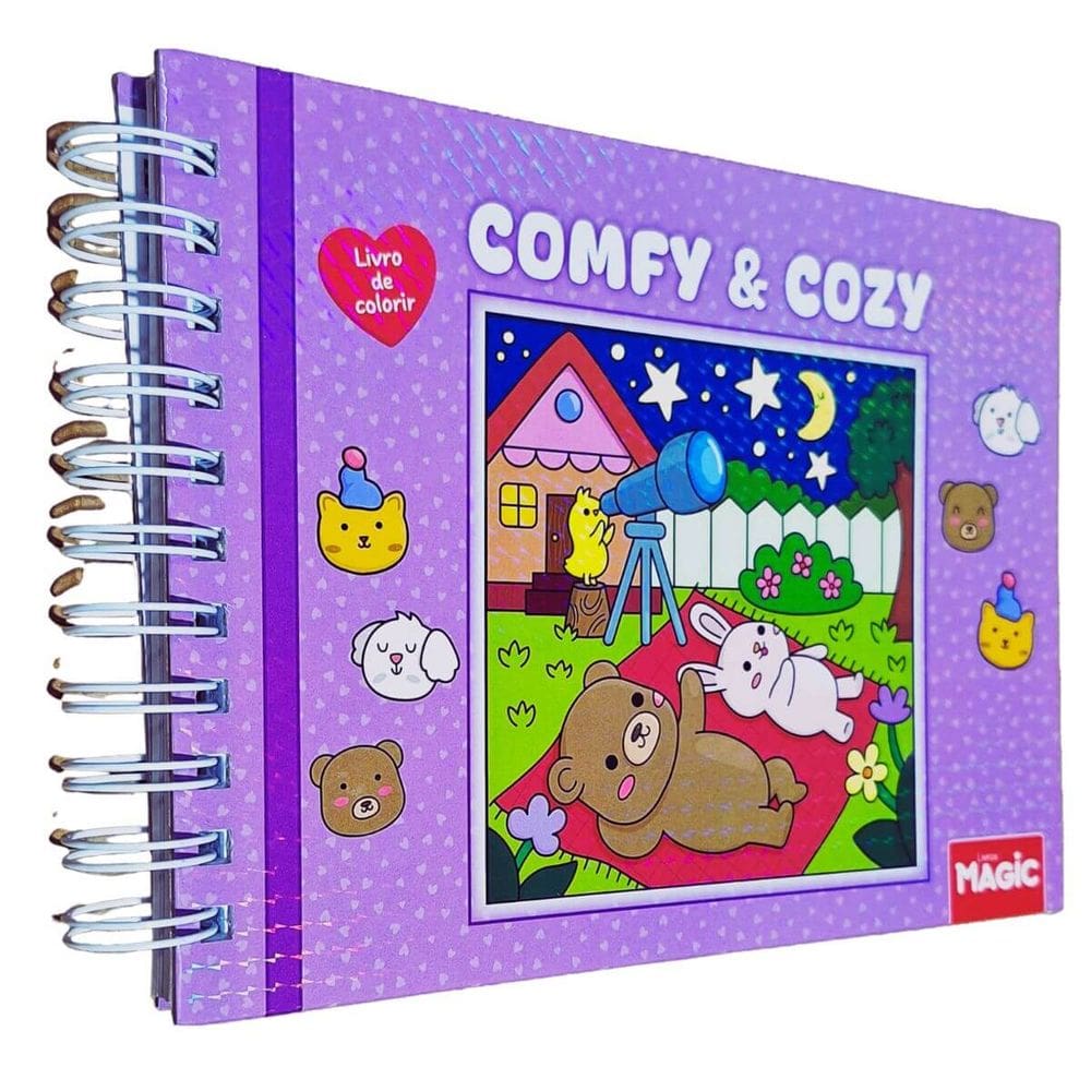 Livro de Colorir Comfy & Cozy Coleção Comfy & Cozy Books 22x16cm 180g/m² 48 Desenhos Capa Dura Violeta A. Bozhbova