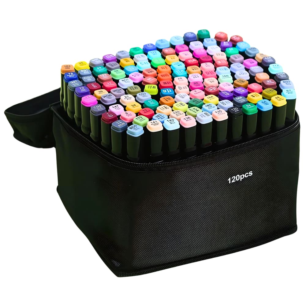 Kit De Canetas Marcador Permanente PontaDupla Touch 120Cores