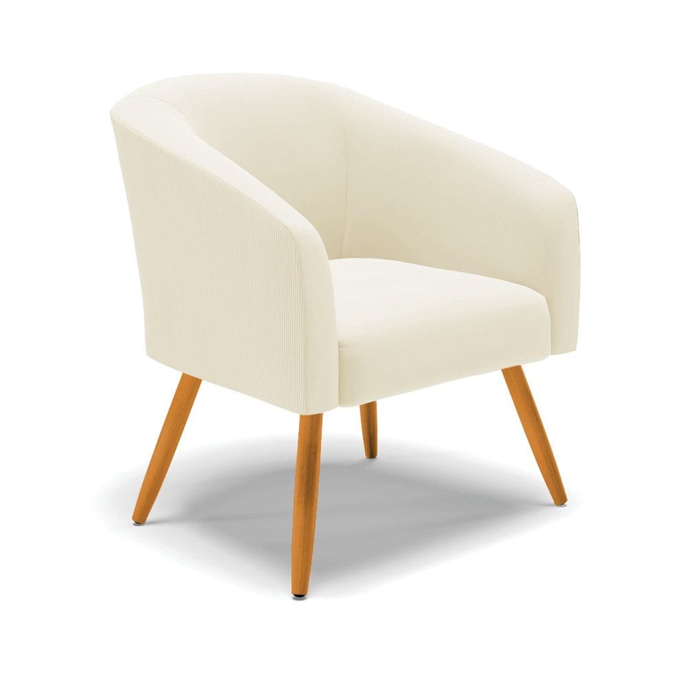 Poltrona Decorativa Pé Palito Castanho Stella Cotelê Ext/Veludo Off White D03 - D`Rossi