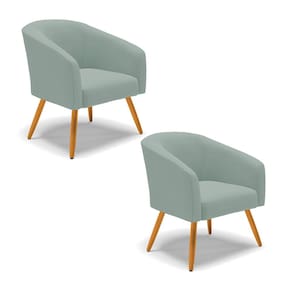 Poltrona Decorativa Pé Palito Castanho Kit 2 Stella Cotelê Ext/Veludo D03 - D`Rossi