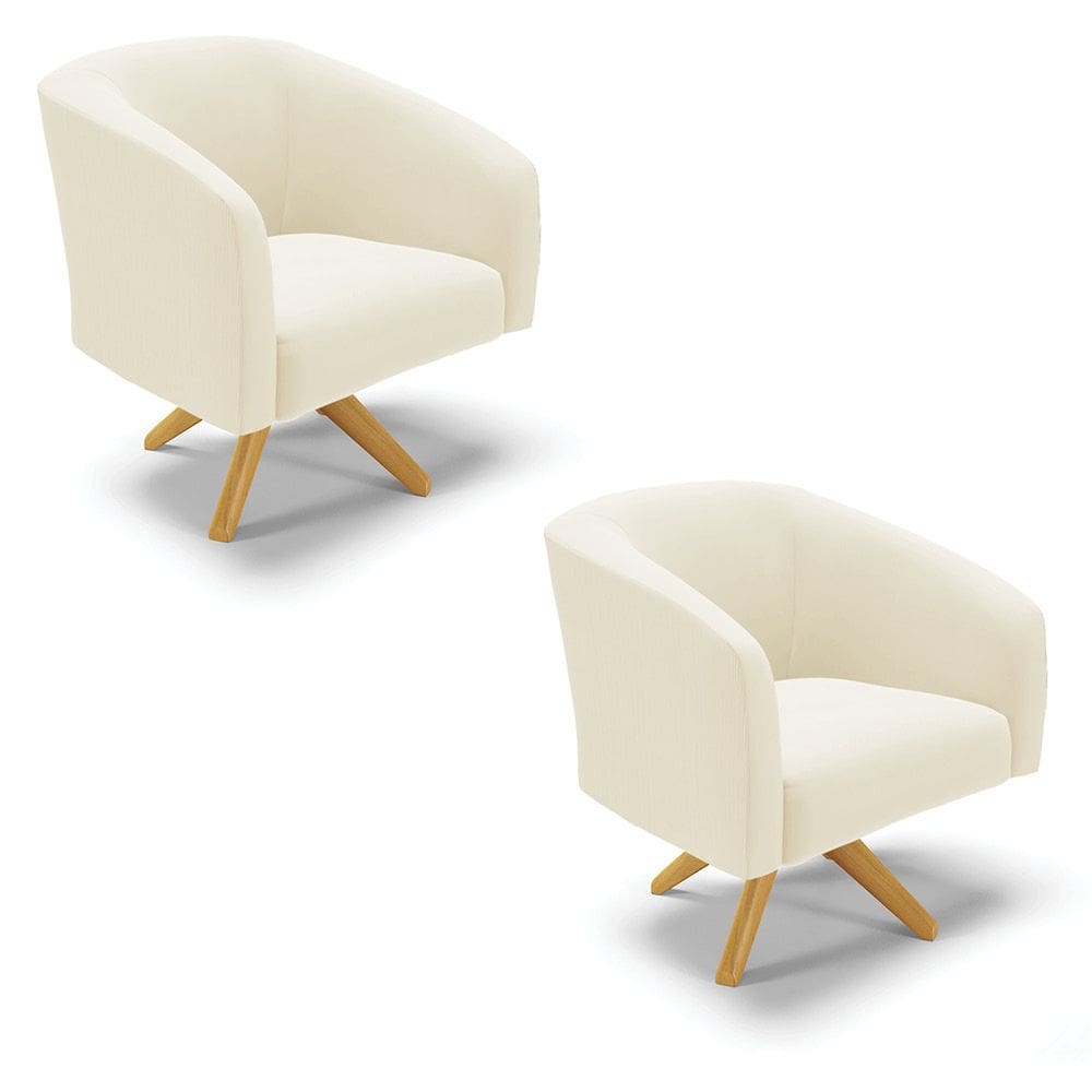 Poltrona Decorativa Giratória MA30 Kit 2 Stella Cotelê Ext/Veludo D03 - D`Rossi