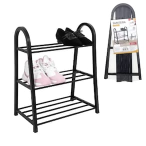 Sapateira Estante Organizadora De Sapatos Rack 9 Pares Prateleira 3 Andares Preta Luxo Casa Quarto Closet