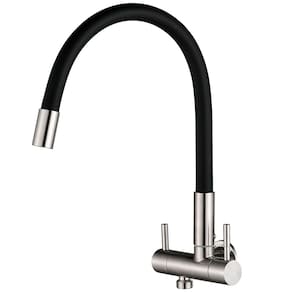 Torneira de Parede Flexível em Aço Inox Escovado Saída Dupla auxiliar para lavadoras e máquinas Double Flex