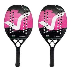 Kit Com 2 Raquetes De Beach Tennis Classic Full Carbon Vg Plus Rosa