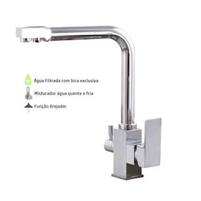 Torneira Cozinha Gourmet Monocomando Bica Dupla com Saída para Água Filtrada