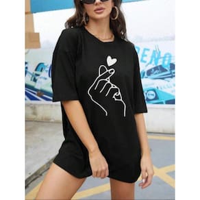 Camiseta Oversized Feminina Mão Coreana Dorama 100% Algodão Corte Reto Largo