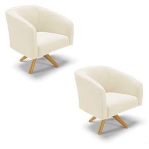 Poltrona Decorativa Giratória MA30 Kit 2 Stella Cotelê Ext/Veludo Off White D03 - D`Rossi