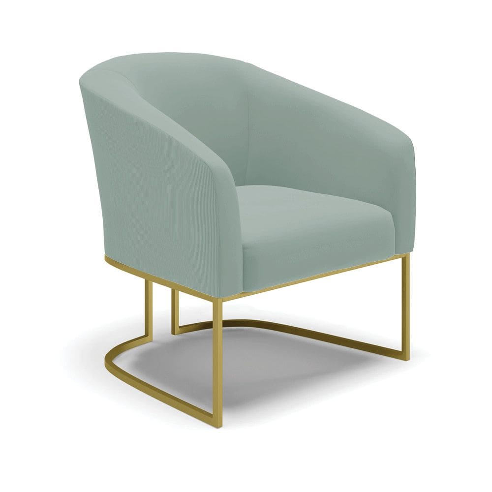 Poltrona Decorativa Industrial Dourado Stella Cotelê Ext/Veludo Menta D03 - D`Rossi