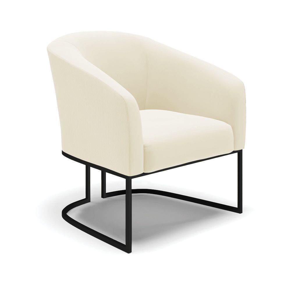 Poltrona Decorativa Industrial Preto Stella Cotelê Ext/Veludo Off White D03 - D`Rossi