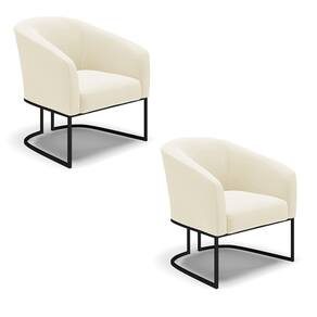 Poltrona Decorativa Industrial Preto Kit 2 Stella Cotelê Ext/Veludo Off White D03 - D`Rossi