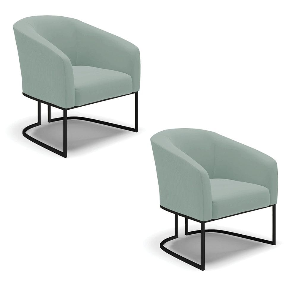 Poltrona Decorativa Industrial Preto Kit 2 Stella Cotelê Ext/Veludo Menta D03 - D`Rossi