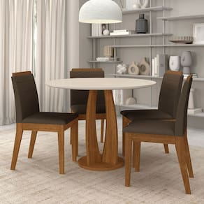 Conjunto Mesa Redonda Scala 4 Cadeiras Estofadas Frei/off/marrom - M.a