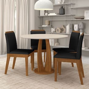 Conjunto Mesa Redonda Scala 4 Cadeiras Estofadas Frei/off/preto - M.a