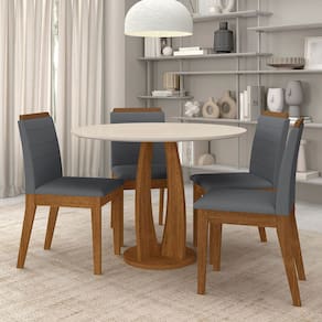 Conjunto Mesa Redonda Scala 4 Cadeiras Estofadas Frei/off/cinza - M.a