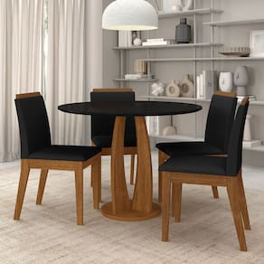 Conjunto Mesa Redonda Scala 4 Cadeiras Estofadas Freij/pto/preto - M.a