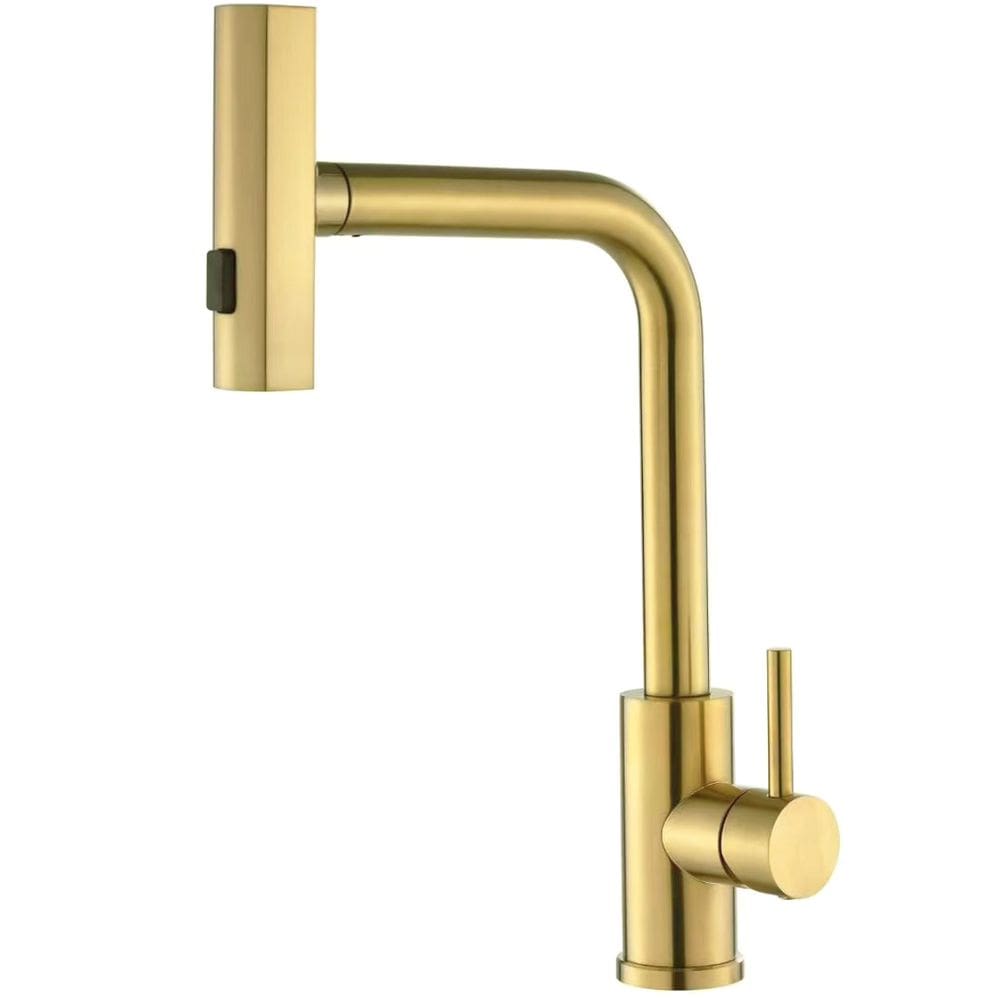 Torneira de Cozinha Extensível Monocomando Ducha de Tripla Função Dourado Escovado