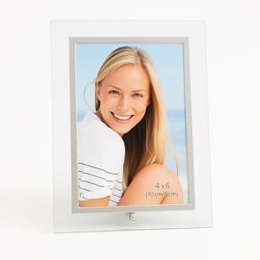 Porta Retrato Vidro Prime Borda Prata Para Fotos 10x15 Vertical – Tuut