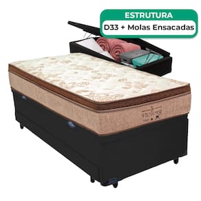 Bicama Baú Solteirão Colchão Victory Molas Vstore 96x188x30