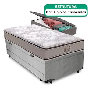 Bicama Baú Solteirão E Colchão Four Season Molas Vstore