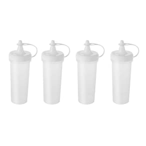 Bisnaga Transparente 280ml Tubo Bico Fino Molho Plastico 4un