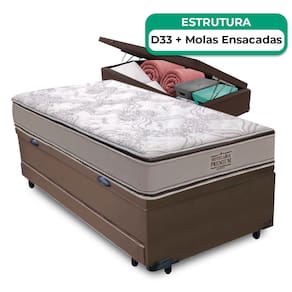 Bicama Baú Solteirão E Colchão Four Season Molas Vstore