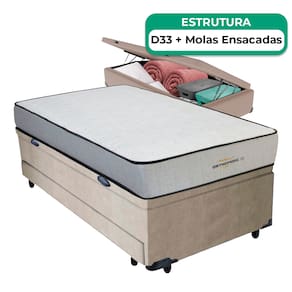 Bicama Baú Solteiro E Colchão Orthopedic D33 Vstore 88x188x30