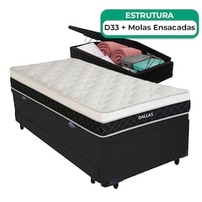 Bicama Baú Solteiro E Colchão Dallas Molas Vstore 78x188x20
