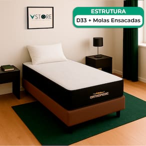 Cama Box Baú Marrom Colchão Orthopedic D33 Vstore 88x188x30