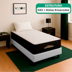 Cama Box Baú Solteirão Branco Colchão Orthopedic D33 Vstore