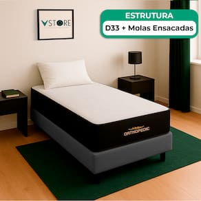 Cama Box Baú Cinza E Colchão Orthopedic D33 Vstore 78x188x30