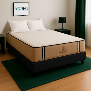Cama Box Casal Preto Colchão Madrid Molas Vstore 138x188x28