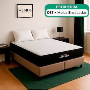 Cama Box Queen Bege Colchão Orthopedic D33 Vstore