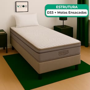 Cama Box Solteirão Bege E Colchão Los Angeles Molas Vstore