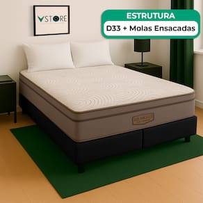Cama Box Baú King Preto E Colchão Los Angeles Molas Vstore