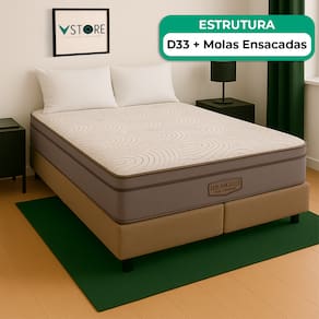 Cama Box Baú Queen Bege E Colchão Los Angeles Molas Vstore