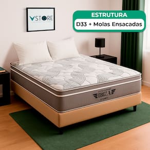 Box Baú Viúvo Bege Colchão Ibiza Molas Vstore 128x188x22