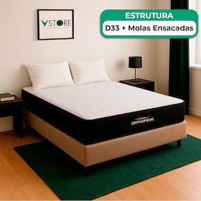 Cama Box Casal Bege Colchão Orthopedic D33 Vstore