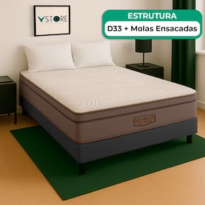 Cama Box Baú Casal Cinza E Colchão Los Angeles Molas Vstore