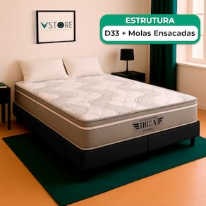 Cama Box Baú King Preto Colchão Ibiza Molas Ensacadas Vstore