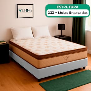 Cama Box Baú Viúvo Branco e Colchão Four Season Molas Vstore