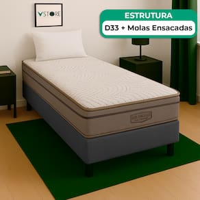 Cama Box Cinza Colchão Los Angeles Molas Vstore 78x188x28