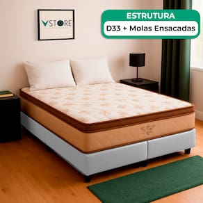Cama Box Queen Branco e Colchão Four Season Molas Vstore