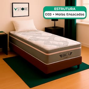 Cama Box Baú Solteirão Marrom e Colchão Ibiza Molas Vstore