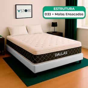 Cama Box Baú Viúvo Branco e Colchão Dallas Molas Vstore