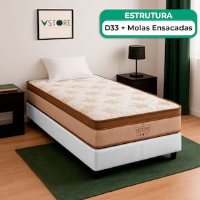 Box Baú Solteiro Branco Colchão Four Season Molas Vstore