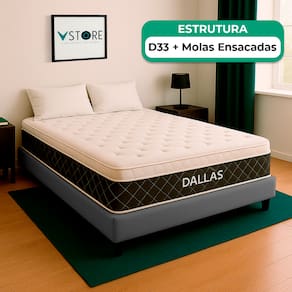 Cama Box Viúvo Cinza Colchão Dallas Molas Vstore 128x188x20