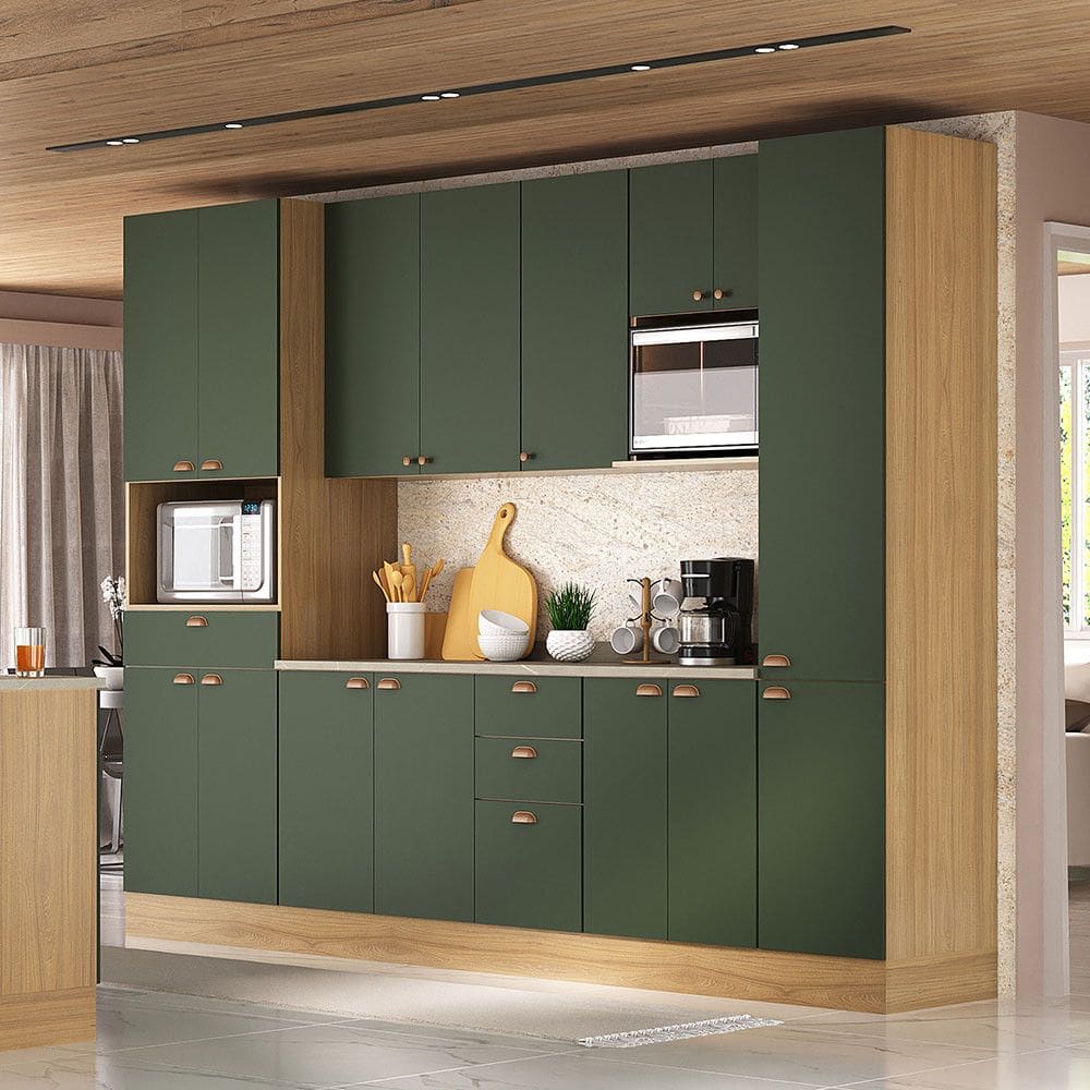 Cozinha Modulada Completa 6 Peças com Tampo e Rodapé Classic Luciane Móveis